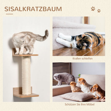 Cat tree with scratching post & hammock, sisal & pine