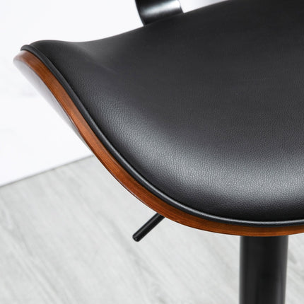 Set of 2 height-adjustable barstools in artificial leather