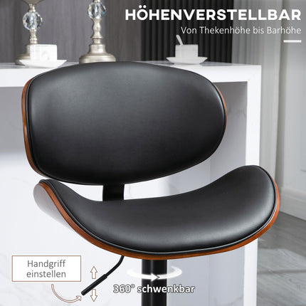 Set of 2 height-adjustable barstools in artificial leather