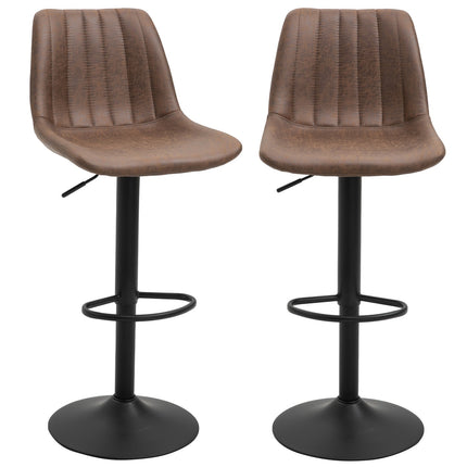 Height-adjustable brown barstools, set of 2, polyester