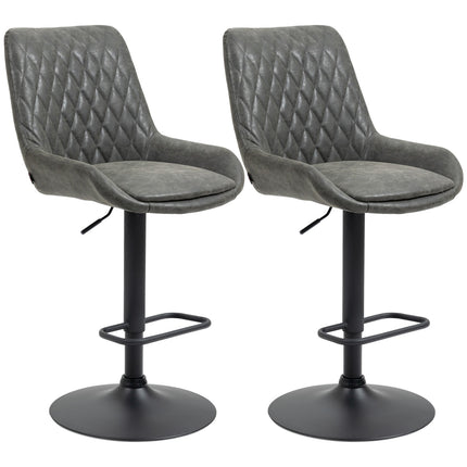 Height-adjustable bar stools, set of 2, dark gray artificial leather