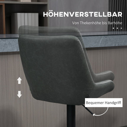 Height-adjustable bar stools, set of 2, dark gray artificial leather