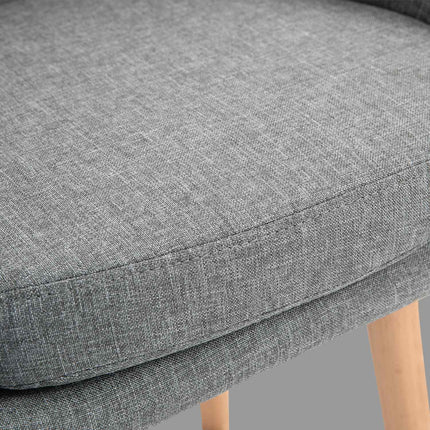 Set of 2 gray barstools, linen cushions, footrest
