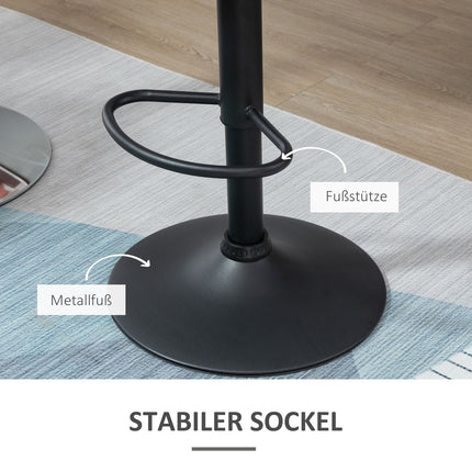 Set of 2 black swivel barstools, velvet, adjustable height