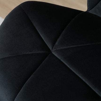 Set of 2 black swivel barstools, velvet, adjustable height