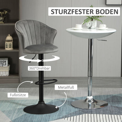 Adjustable Swivel Velvet Bar Stools, Set of 2, Gray