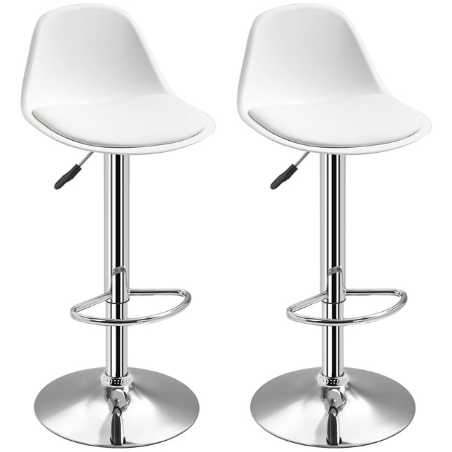 Adjustable Swivel Bar Stools, Set of 2 - White Faux Leather