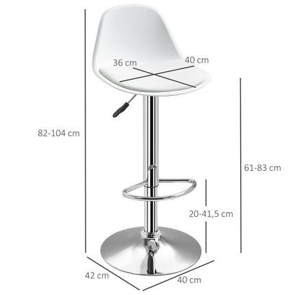 Adjustable Swivel Bar Stools, Set of 2 - White Faux Leather