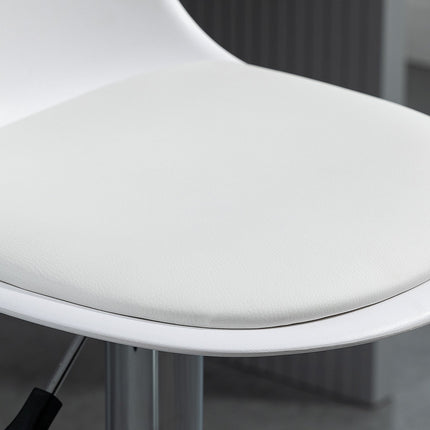 Adjustable Swivel Bar Stools, Set of 2 - White Faux Leather