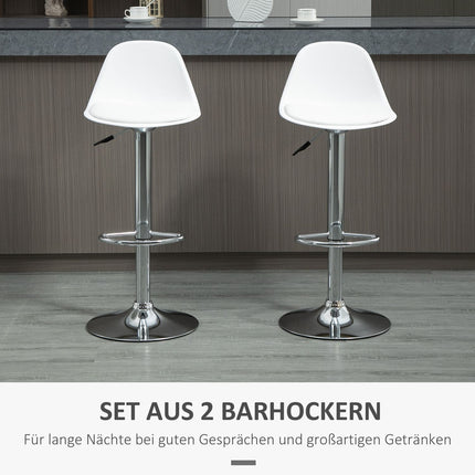 Adjustable Swivel Bar Stools, Set of 2 - White Faux Leather