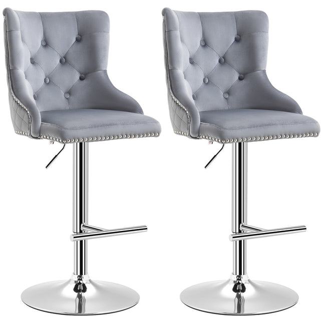 Adjustable swivel bar stools, set of 2 with footrests