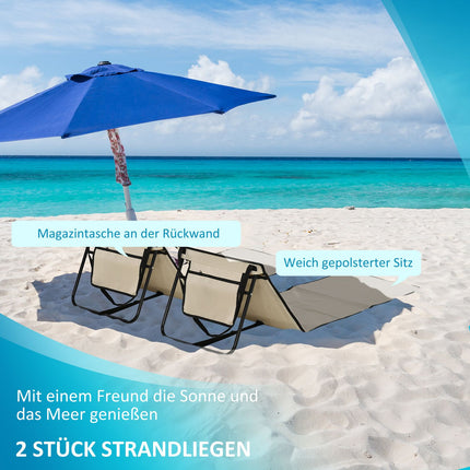 Folding beach chair set, adjustable with carry bags