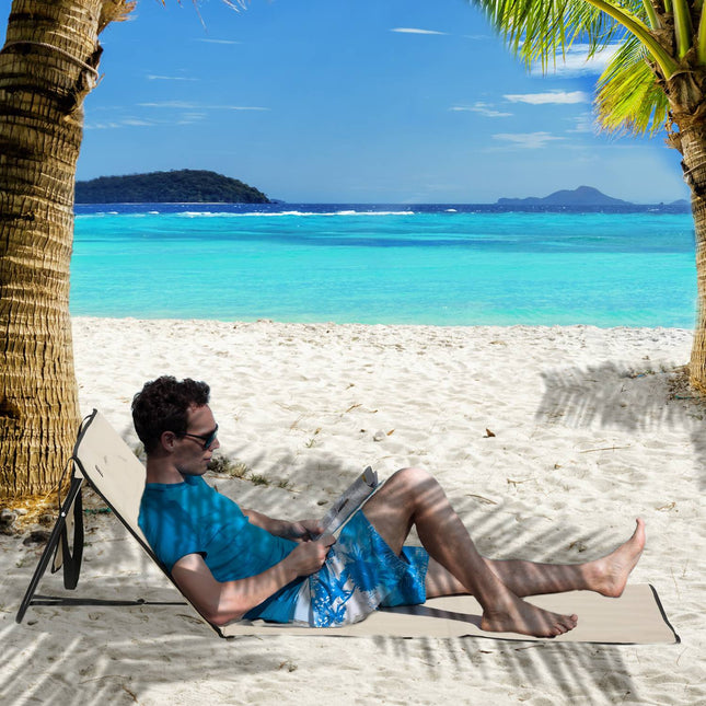 Folding beach chair set, adjustable with carry bags