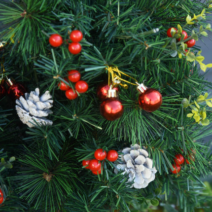 Set of 2 mini Christmas trees with cones and LED lights