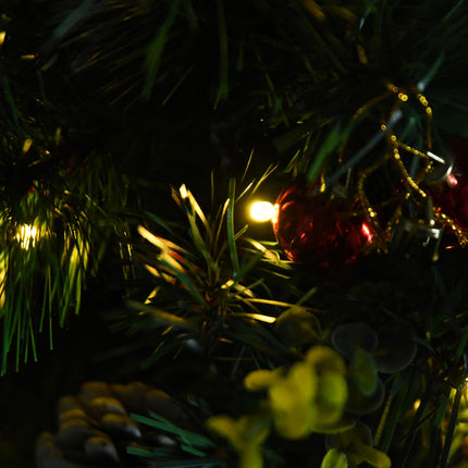 Set of 2 mini Christmas trees with cones and LED lights