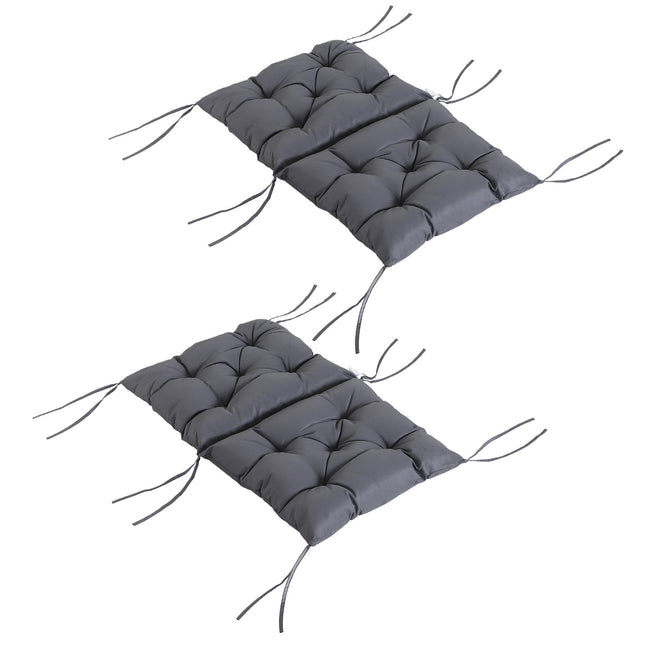 Set of 2 gray seat cushions for garden chair with low back