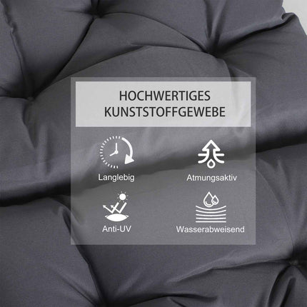 Set Van 2 Kussens Voor Lage Rugstoelkussens, Zitkussens, Tuinkussens, Grijs