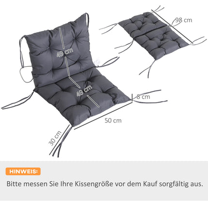 Set Van 2 Kussens Voor Lage Rugstoelkussens, Zitkussens, Tuinkussens, Grijs