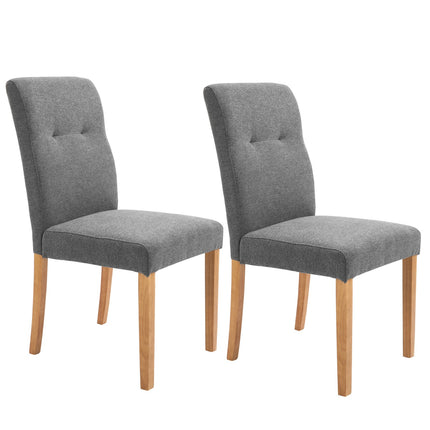 Dining chairs Set of 2, Padded linen-polyester, dark grey