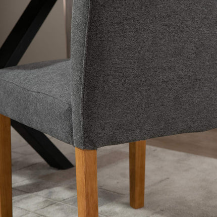 Dining chairs Set of 2, Padded linen-polyester, dark grey