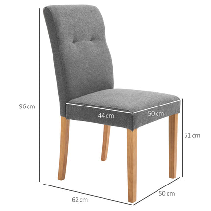 Dining chairs Set of 2, Padded linen-polyester, dark grey