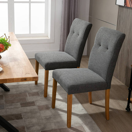 Dining chairs Set of 2, Padded linen-polyester, dark grey