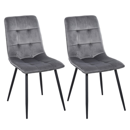 Set of 2 upholstered dining chairs, foam cushioned, gray