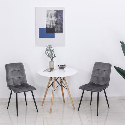 Set of 2 upholstered dining chairs, foam cushioned, gray