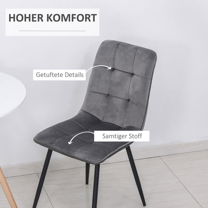Set of 2 upholstered dining chairs, foam cushioned, gray