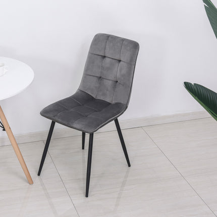Set of 2 upholstered dining chairs, foam cushioned, gray