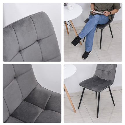 Set of 2 upholstered dining chairs, foam cushioned, gray