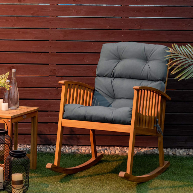 Set Of 2 High-Back Patio Chair Cushions, Waterproof, Gray