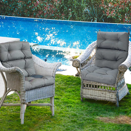 Set Of 2 High-Back Patio Chair Cushions, Waterproof, Gray