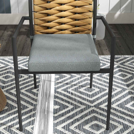 Stackable rattan garden chairs with 2 cushions, gray