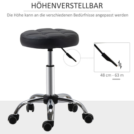 Height-adjustable swivel lounge stools in black artificial leather, set of 2