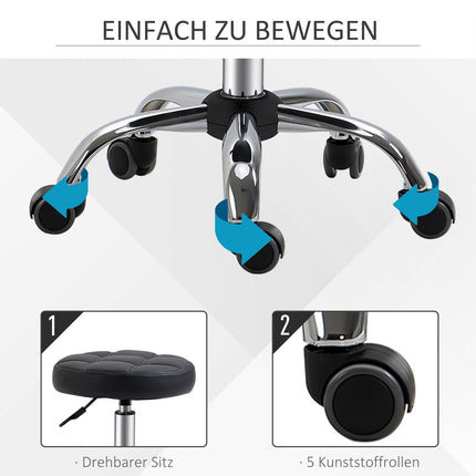 Height-adjustable swivel lounge stools in black artificial leather, set of 2