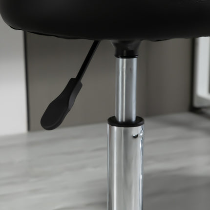 Height-adjustable swivel lounge stools in black artificial leather, set of 2