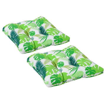 Green striped seat cushion set, Easy-Clean, 50x45x8 Cm