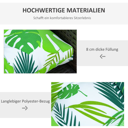 Green striped seat cushion set, Easy-Clean, 50x45x8 Cm