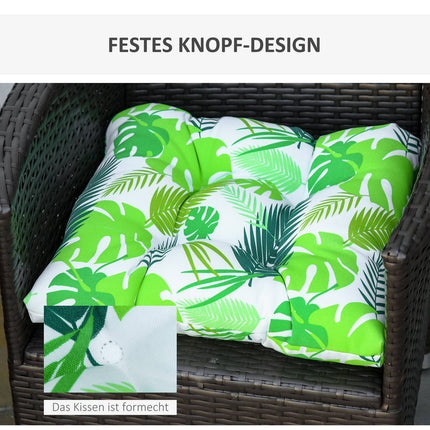 Green striped seat cushion set, Easy-Clean, 50x45x8 Cm