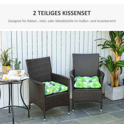 Green striped seat cushion set, Easy-Clean, 50x45x8 Cm