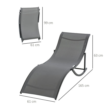 Set Van 2 Ligstoelen, Tuinstoelen, Stoffen Ligstoelen, Ergonomische Aluminium Tekstlijn Donkergrijs 165 X 61 X 63 Cm