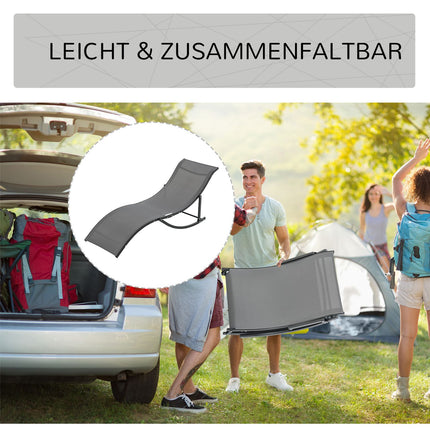 Set Van 2 Ligstoelen, Tuinstoelen, Stoffen Ligstoelen, Ergonomische Aluminium Tekstlijn Donkergrijs 165 X 61 X 63 Cm