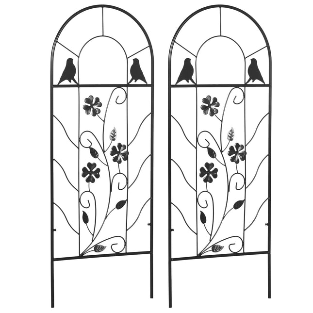 Metal trellis set for climbing plants - Black, 38x98 cm