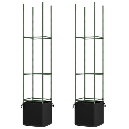 Flower Steel trellis set with grow bags - green (2-pack)