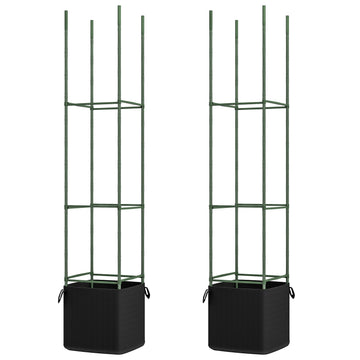 Flower Steel trellis set with grow bags - green (2-pack)