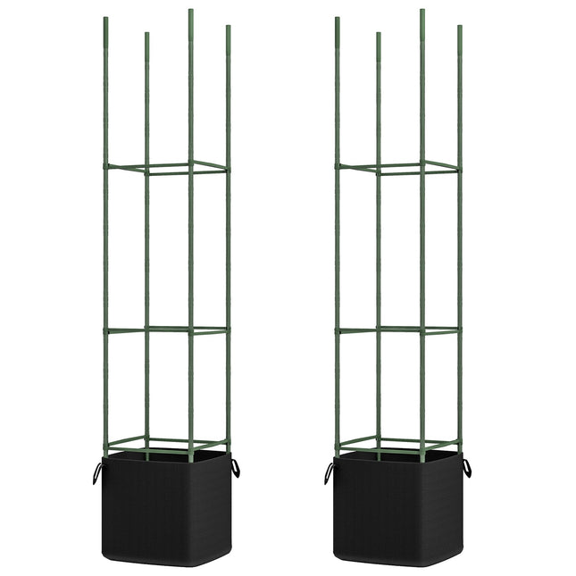 Flower Steel trellis set with grow bags - green (2-pack)