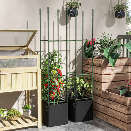 Flower Steel trellis set with grow bags - green (2-pack)