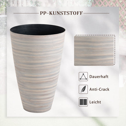 Set of 3 cream-white flower pots in robust plastic