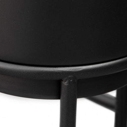 Set of 3 black stackable flower stands with pots